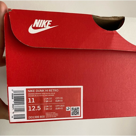 Nike Dunk Hi Retro Orange and Royal Blue Size 11 - Picture 9 of 9